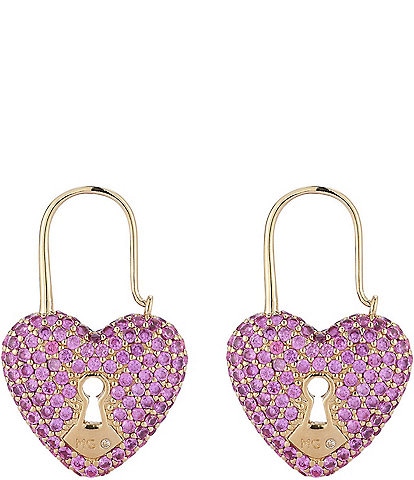 Mignonne Gavigan 14K Gold Love Story Crystal Heart Hoop Earrings