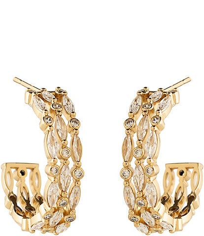 Mignonne Gavigan Crystal Clinton Three Row Hoop Earrings