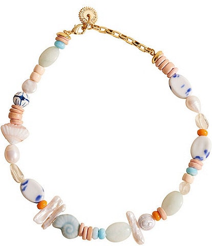 Mignonne Gavigan Lupe Pearl Beaded Shell Collar Necklace