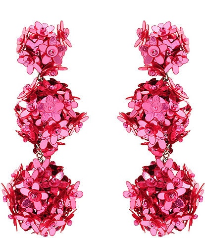 Mignonne Gavigan Mika Triple Beaded Floral Sequin Drop Statement Earrings