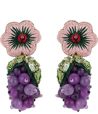 Mignonne Gavigan Petite Uva Beaded Floral Fruit Resort Novelty Drop Earrings