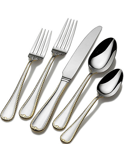 Mikasa Cameo Gold 65-Piece Stainless Steel Flatware Set