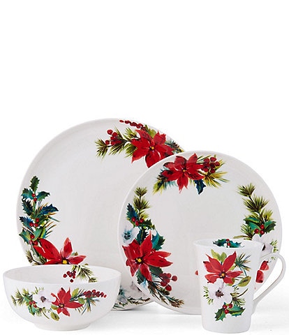 Mikasa Hope And Joy Collection Poinsettia 16-Piece Dinnerware Set