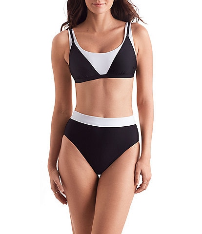 Mimi Flamingo Layered Solids Drift Scoop Neck Bra Swim Top & Brooke High Waist Swim Bottom