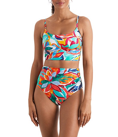 Mimi Flamingo Radiant Floral Ellis Scoop Neck Midkini Swim Top & Morgan High Waist Swim Bottom