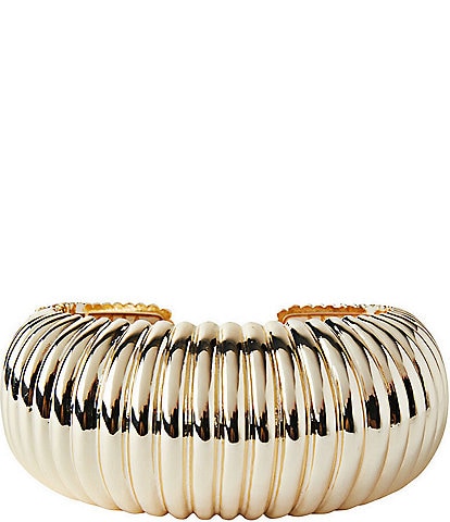 Ming Wang 14K Gold Plated Ribbed Cuff Bracelet