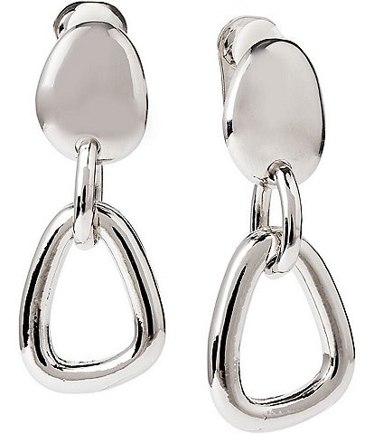 Ming Wang Asymmetrical Link Clip On Drop Earrings
