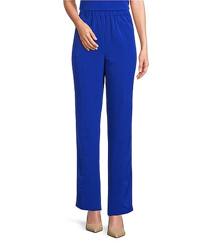 Ming Wang Crepe De Chine Straight Leg Pants