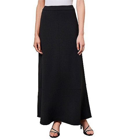 Ming Wang Deco Crepe A-Line Side Zip Maxi Skirt