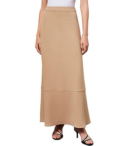 Ming Wang Deco Crepe Stretch Woven Side Zip A-Line Maxi Skirt