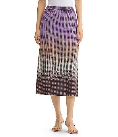 Ming Wang Jacquard Knit Ombre No-Roll Elastic Waist Pull-On Coordinating Skirt