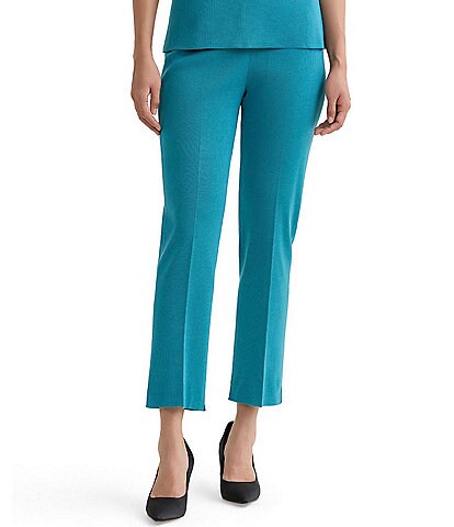 Ming Wang Knit Flat Front Straight Leg Pull-On Pants