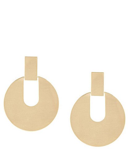 Ming Wang Matte Gold Drop Circle Earrings