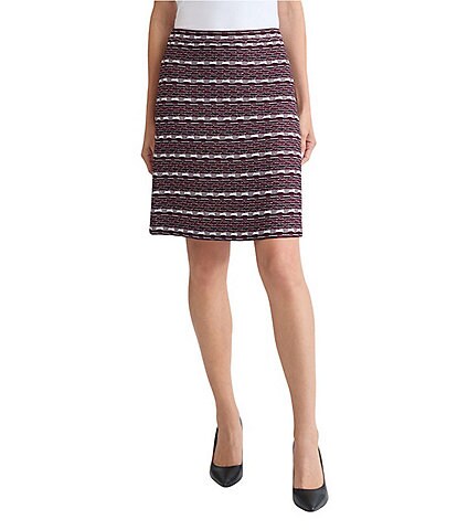 Ming Wang Multi-Stitch Jacquard Knit A-Line Skirt