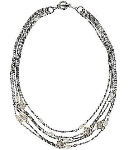 Ming Wang Pearl & Crystal Accent Short Multi Strand Necklace