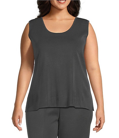 Ming Wang Plus Knit Scoop Neck Sleeveless Tank