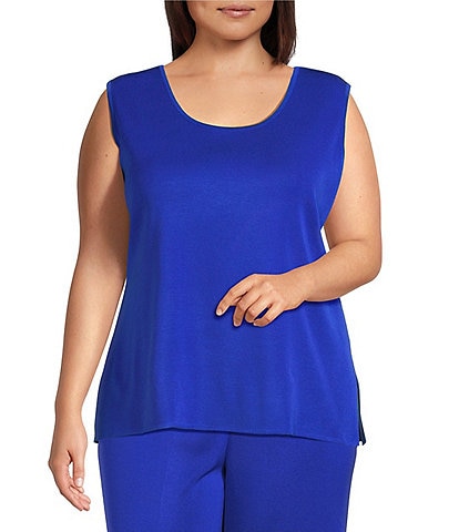 Ming Wang Plus Knit Scoop Neck Sleeveless Tank