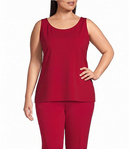 Ming Wang Plus Size Crepe Scoop Neck Sleeveless Coordinating Tank