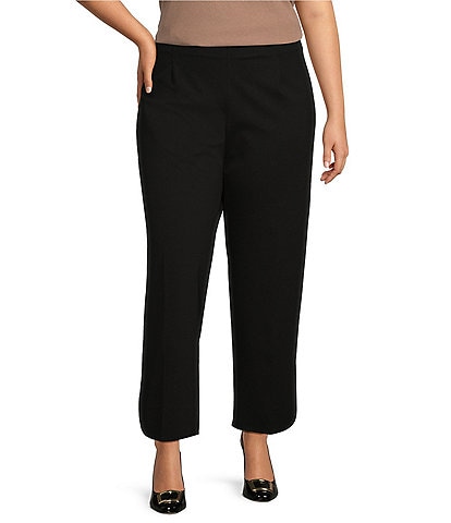 Ming Wang Plus Size Ponte Knit Slim Leg Rounded Hem Pull-On Pant