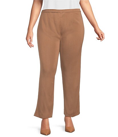 Ming Wang Plus Size Knit Pull-On Ankle Pants