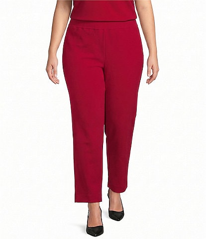 Ming Wang Plus Size Stretch Crepe Flat Front Straight Leg Ankle Coordinating Pants