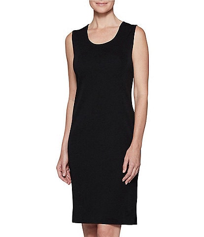 Ming Wang Sleeveless Scoop Neck Side Slit Tank Bodycon Dress