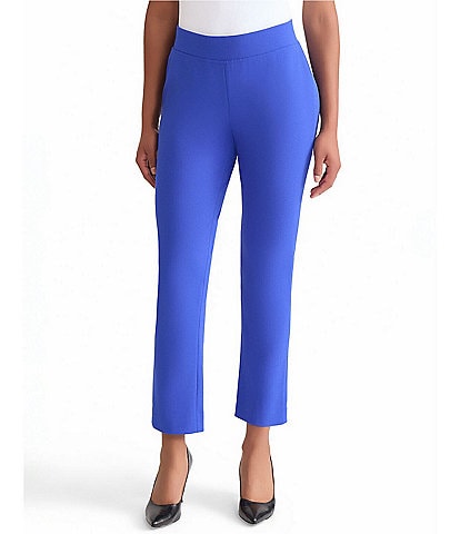 Ming Wang Stretch Crepe Flat Front Straight-Leg Ankle Pants