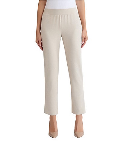 Ming Wang Stretch Crepe Flat Front Straight-Leg Ankle Pants