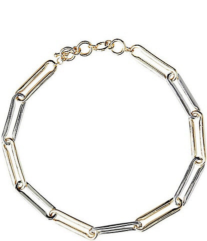 Ming Wang Two-Tone Short Link Collar Necklace