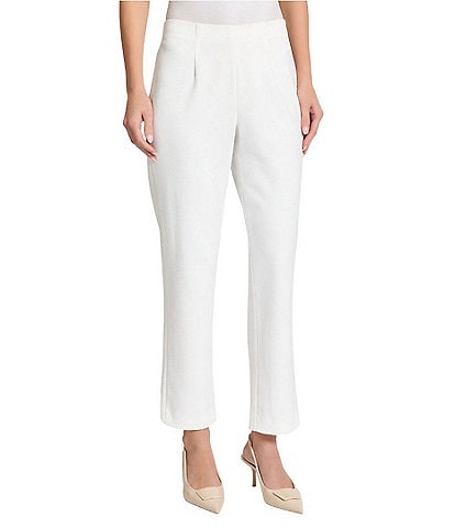 Ming Wang x Tanya Foster Stretch Deco Crepe Pintuck Ankle Pants