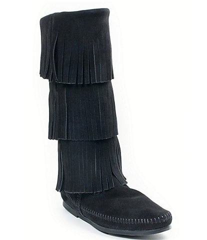 Minnetonka Women's Calf Hi 3-Layer Fringe Boots
