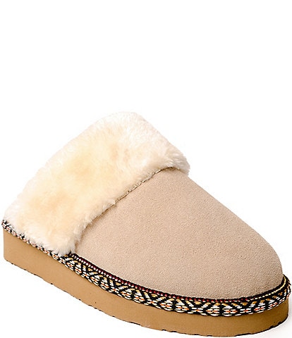 Minnetonka Cerise Suede Pile Lined Slippers