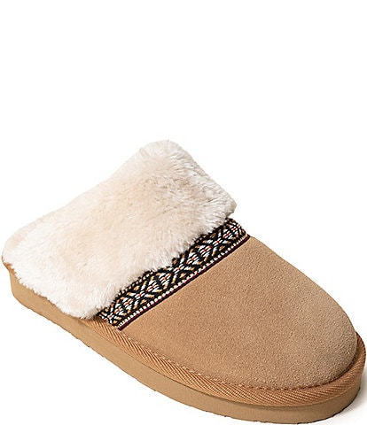 Minnetonka Corie Suede Faux Fur Lined Platform Mule Slippers