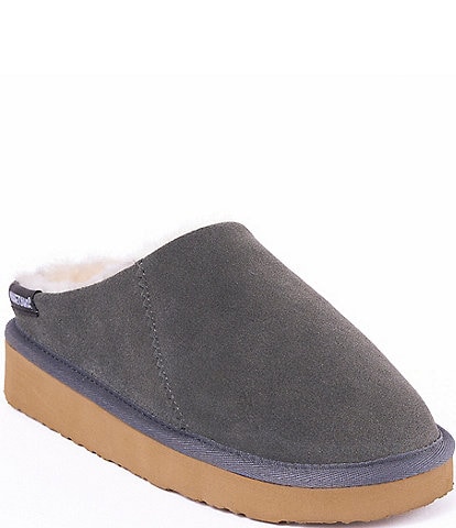 Minnetonka Coze Around Clog Suede Faux Fur Lined Slippers