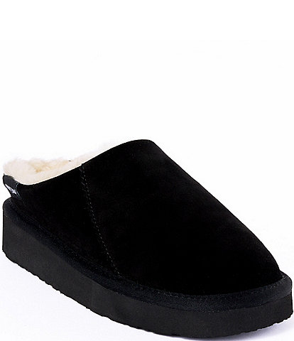 Minnetonka Coze Around Clog Suede Faux Fur Lined Slippers