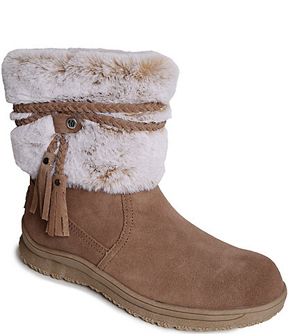 Minnetonka Everett Water Resistant Suede Faux Fur Cold Weather Booties