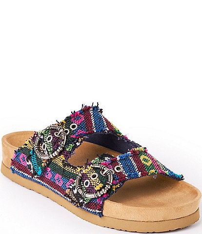 Minnetonka Georgine Shadow Geo Buckled Platform Slide Sandals