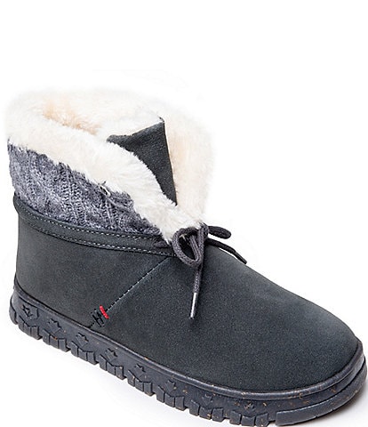 Minnetonka Norean Suede Sweater Knit Slipper Booties