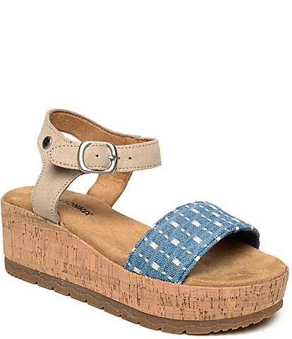 Stacy Square Front Twist Faux Leather Sandal - Blue/Grey – Girls