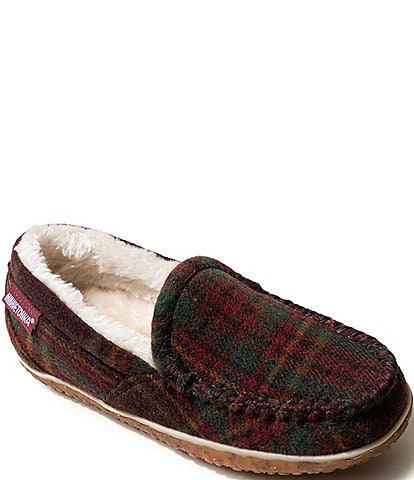 Minnetonka Tempe Plaid Pile Lined Moccasin Slippers