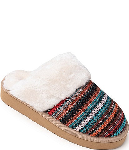 Minnetonka Women's Cerise Striped Pile Lined Slippers