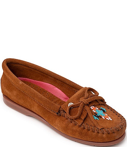 Minnetonka Women's Nizhoni Suede Beaded Kilty Moccasins