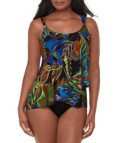 Miraclesuit Amazonia Dazzle Underwire Tankini Swim Top & Solid High Rise Bikini Swim Bottom