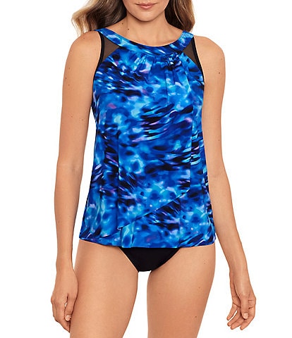 Miraclesuit Cloud Leopard Ursla Underwire Tankini Swim Top & Solid High Rise Bikini Swim Bottom