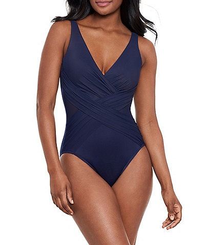 Miraclesuit Illusionists Crossover Mesh Inset One Piece Swimsuit