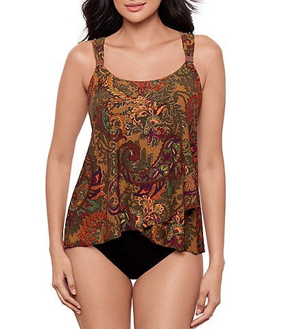 Miraclesuit Perissa Dazzle Scoop Neck Underwire Tankini Swim Top & Solid High Rise Bikini Swim Bottom