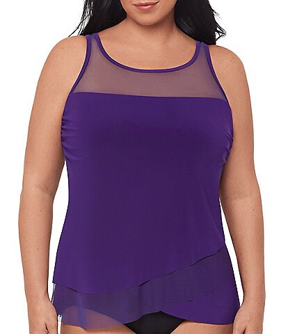 Miraclesuit Plus Size Solid Illusionists Mirage Scoop Neck Underwire Tankini Swim Top & Plus Size Basic Swim Bottom