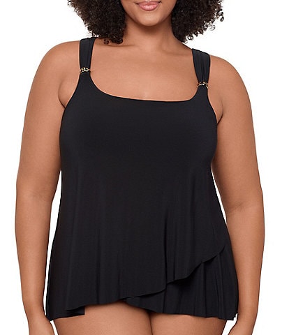 Plus Size Solid Razzle Dazzle Underwire Bra Tankini Swimsuit