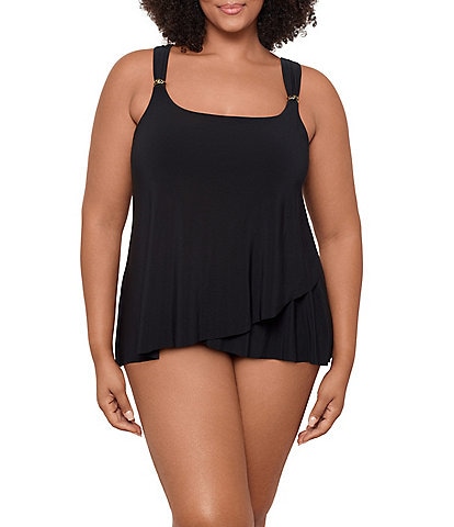 Miraclesuit Plus Size Solid Razzle Dazzle Underwire Tankini One Piece Swimsuit & Plus Size Basic Swim Bottom