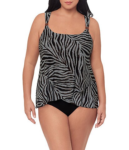 Miraclesuit Plus Size Zirconic Dazzle Underwire Bra Tankini Swim Top & Plus Size Basic Swim Bottom